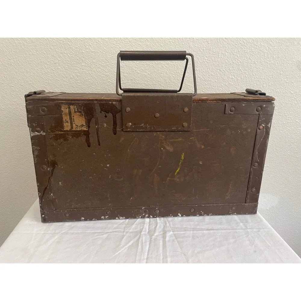 Vintage .303 Ball Mk 7 Ammo Crate Military Wooden Box Brown Fair Stenciled Latch